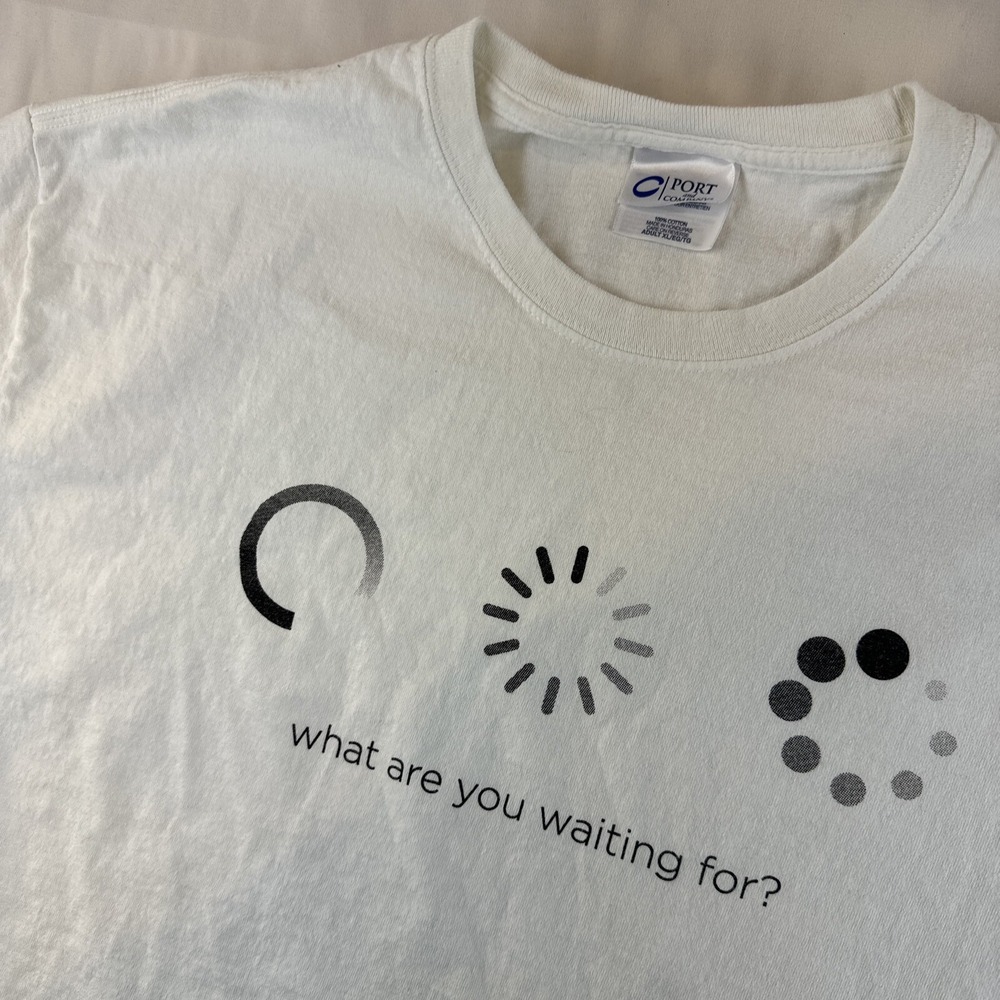 Vintage Y2K Loading Screen T Shirt XL What Are You Waiting For Tech Graphic
